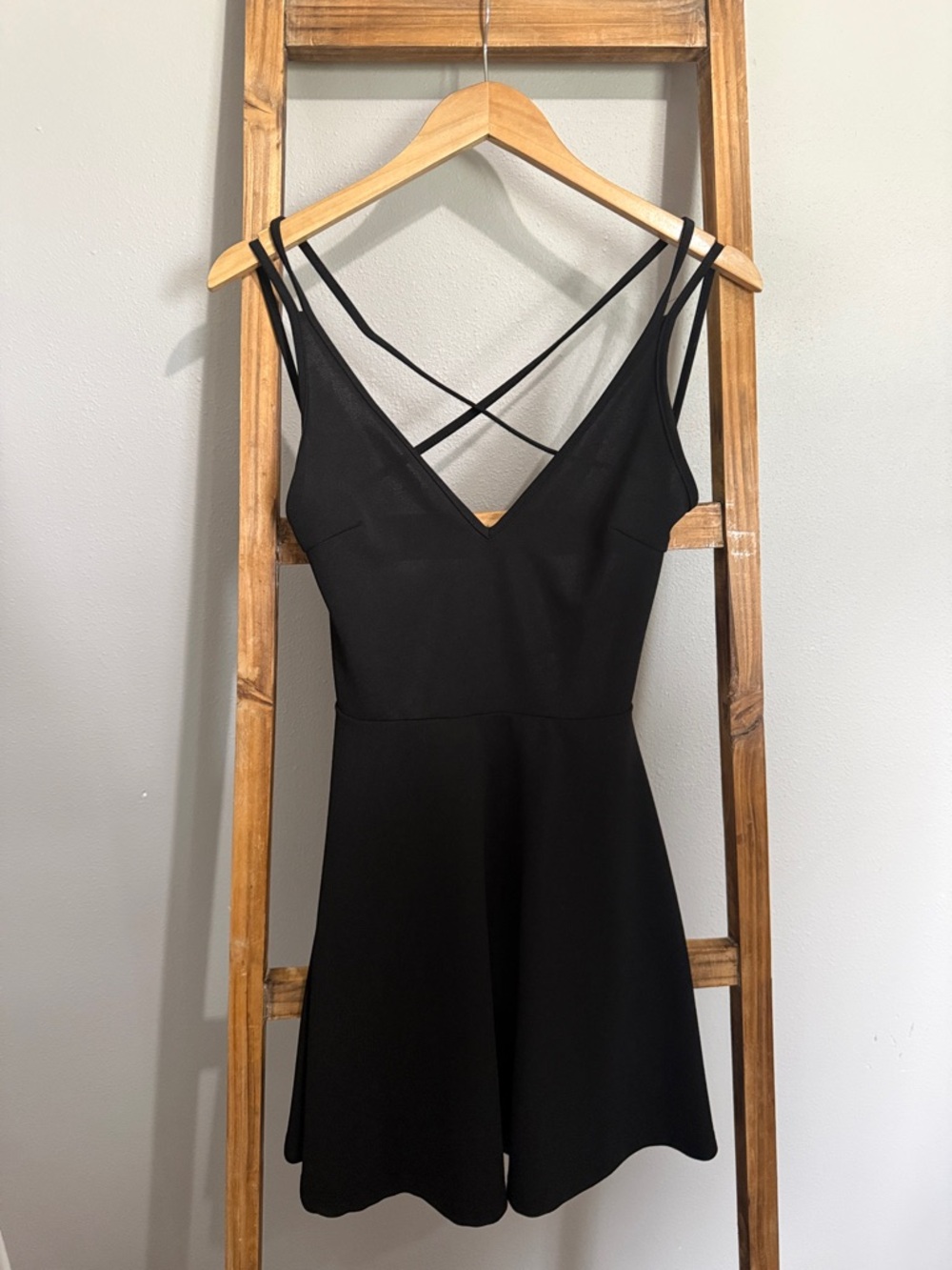 SHEIN Black Mini Dress with Crisscross Straps